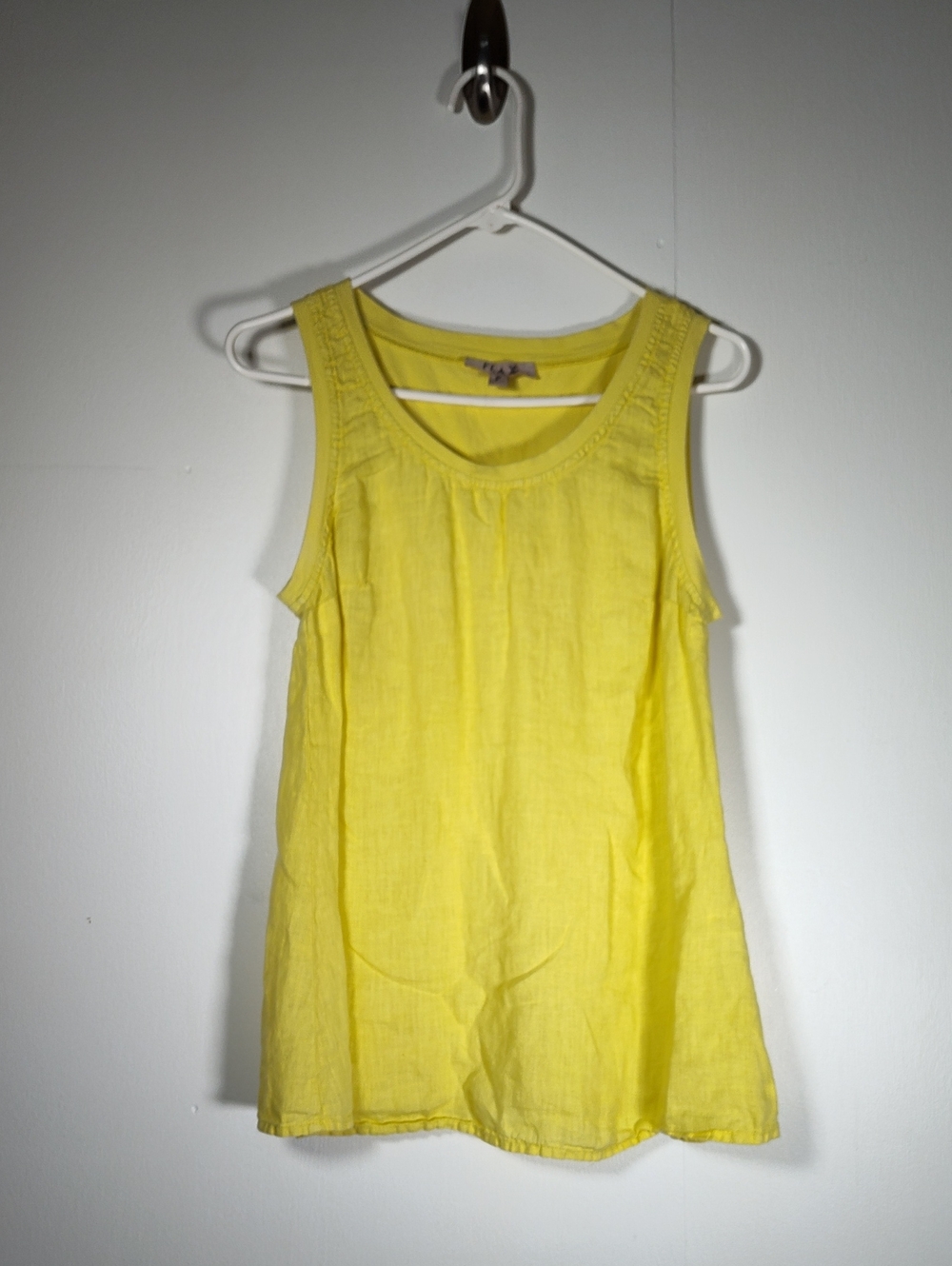 Flax light yellow linen tank top XS